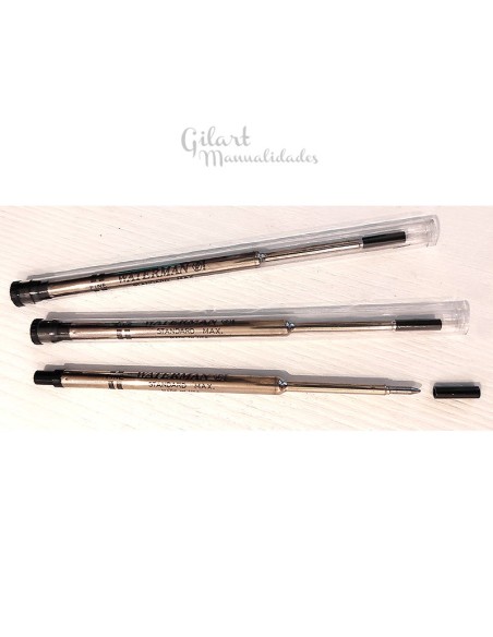 Recambio bolígrafo Waterman negro punta fina para una escritura precisa.