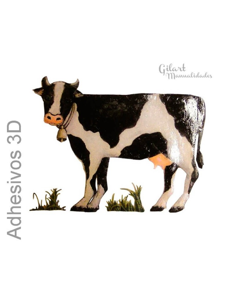 Pegatinas 3D Vaca 10x10 cm, para decorar paredes, muebles y manualidades en general.