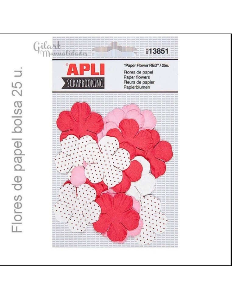 Set 25 Flores de Papel para Manualidades Apli para scrapbooking y decoración.