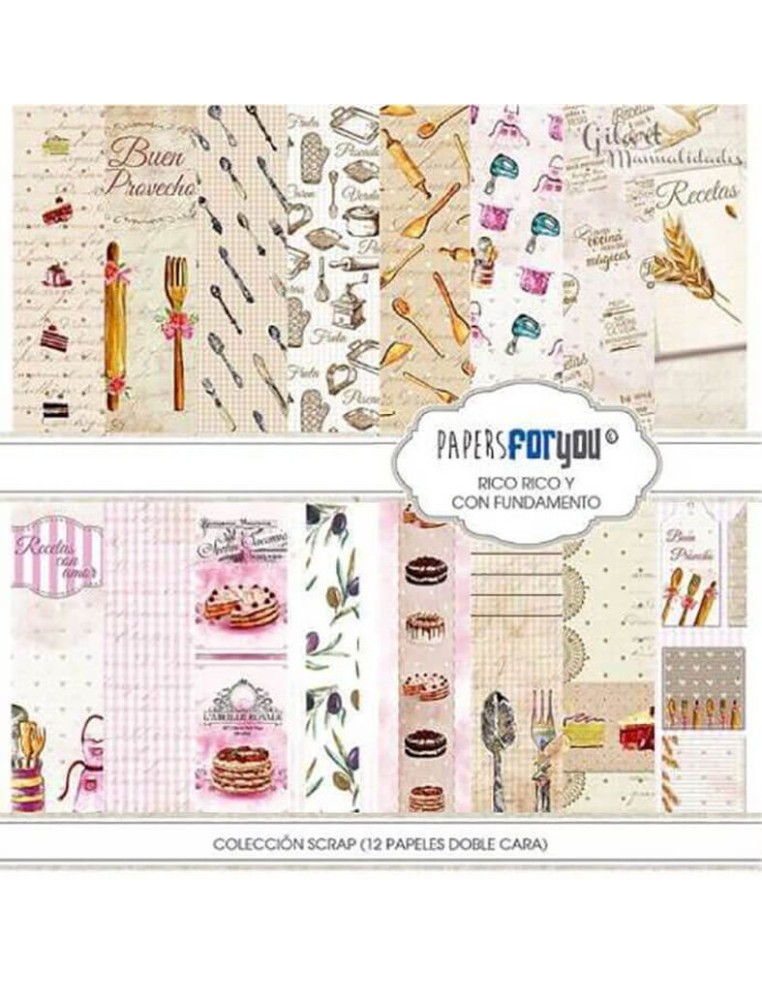 Bloc de papel Papers For You Rico Rico y con Fundamento, para álbumes de recetas.