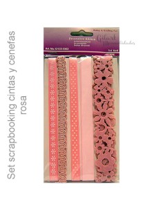 Cintas y cenefas rosadas scrapbooking set 5 90cm para decorar tarjetas y álbumes