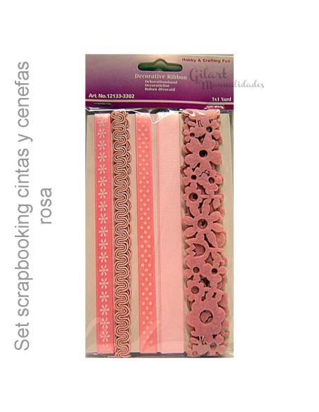 Cintas y cenefas rosadas scrapbooking set 5 90cm para decorar tarjetas y álbumes