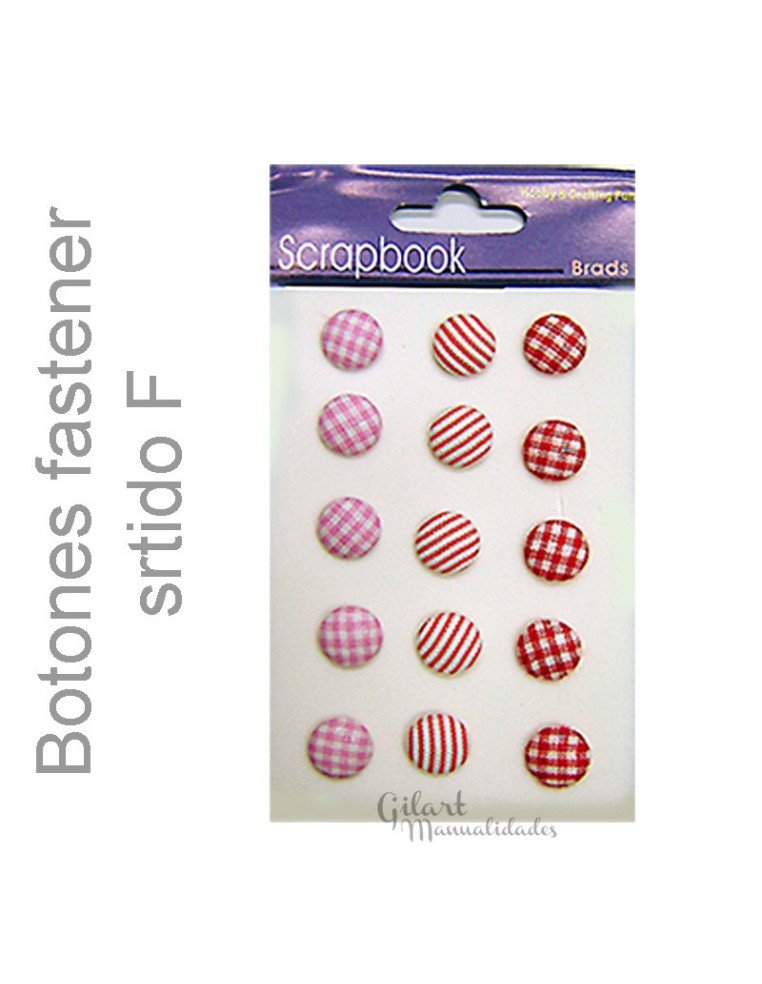 Set 15 botones entelados con cierre surtido F, ideales para costura y scrapbooking
