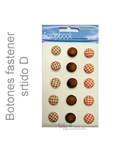 Set 15 botones entelados con cierre surtido D, ideales para costura y scrapbooking