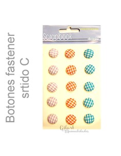 Set 15 botones entelados con cierre surtido C, ideales para costura y scrapbooking