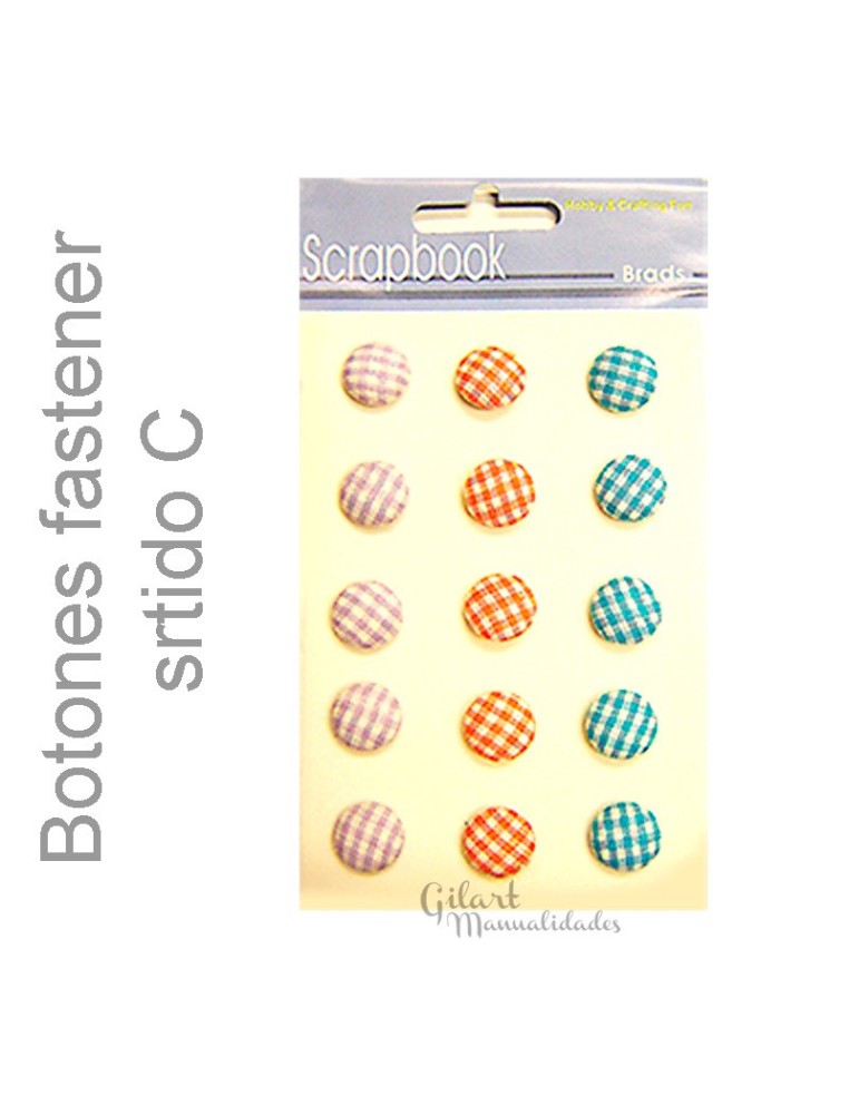 Set 15 botones entelados con cierre surtido C, ideales para costura y scrapbooking