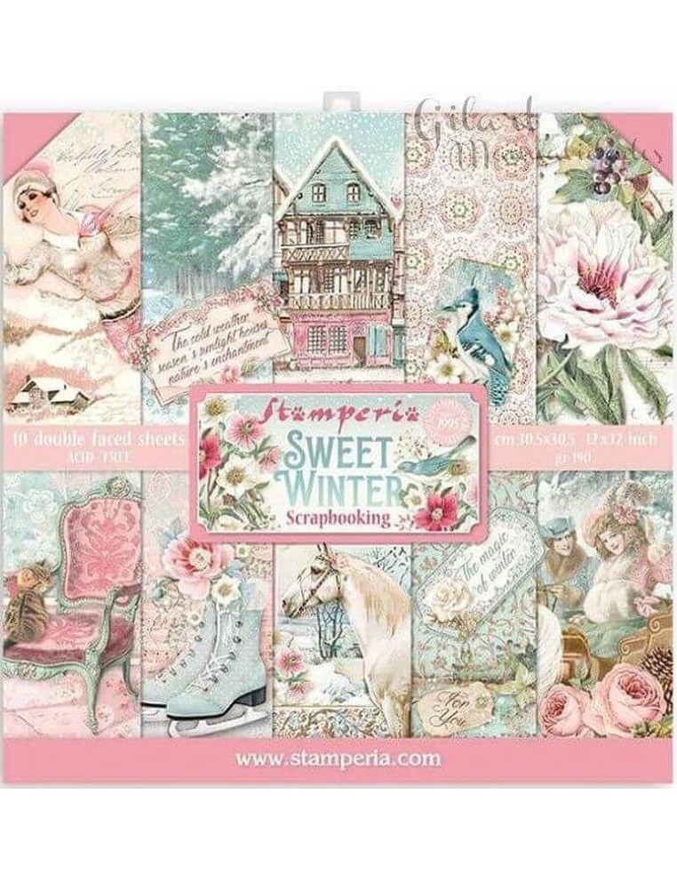Bloc scrapbooking Sweet Winter Stamperia 30,5x30,5  portada con diseños invernales
