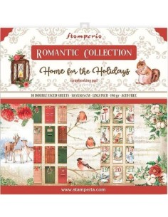 Portada del set de scrapbooking "Home for the Holidays", con ilustraciones de la colección.