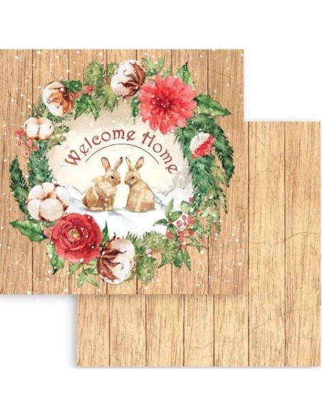 Hogar navideño con conejos en la nieve. Hogar navideño con conejos en la nieve.