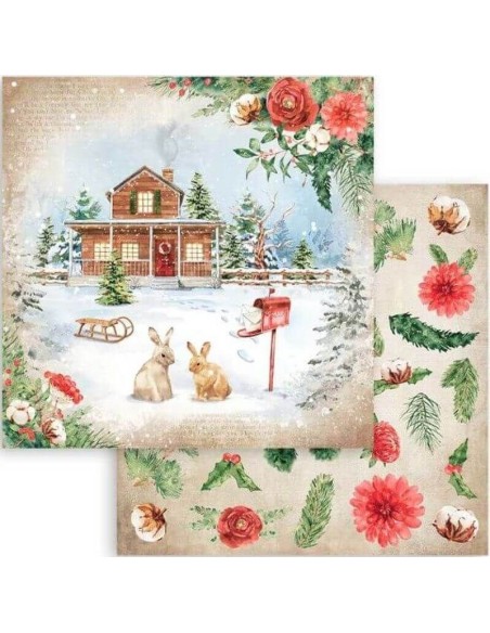 Dulce hogar navideño con conejitos en la nieve, rodeado de alegría invernal. Dulce hogar navideño con conejitos en la nieve, rodeado de alegría invernal.