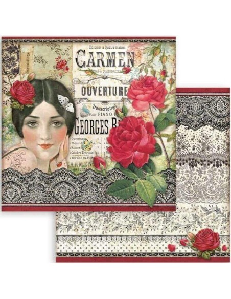 Papeles scrapbooking Desire Stamperia 30,5x30,5 cm, motivos, Carmen Papeles scrapbooking Desire Stamperia 30,5x30,5 cm, motivos, Carmen