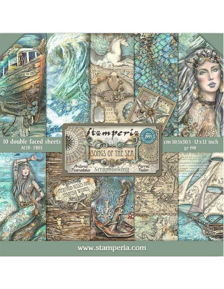 Este set de scrapbooking "Songs of the Sea" es perfecto para tus proyectos marinos.