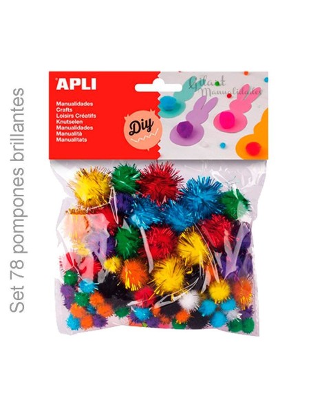 78 pompones multicolores brillantes para crear disfraces y decorar con diversión