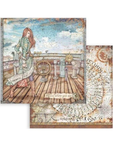 Aventurera en cubierta, lista para explorar.