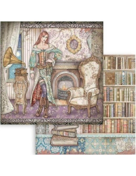 Noches acogedoras con una dama de la época y una estantería de ensueño