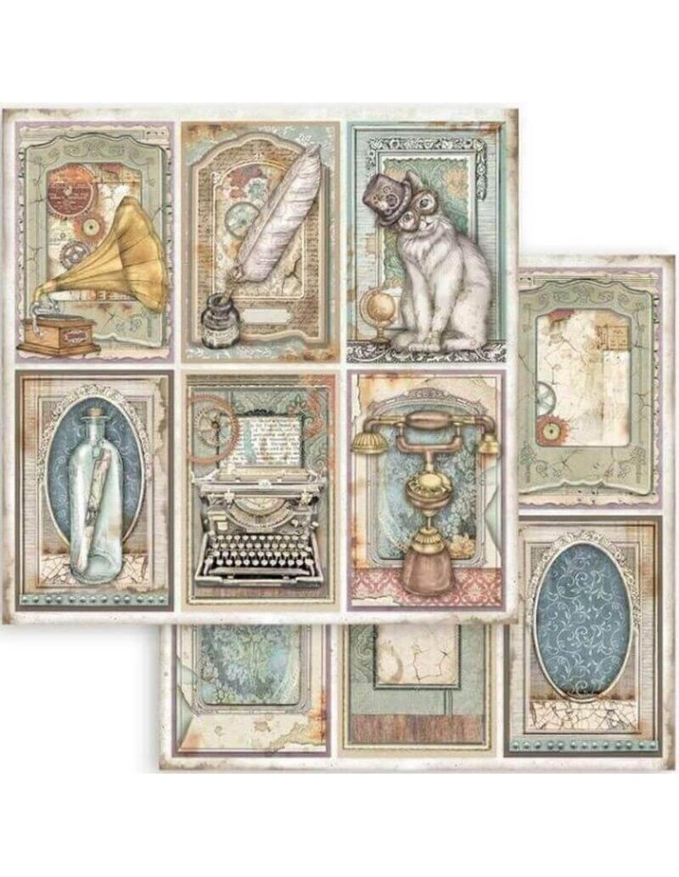 Estilo vintage con gatos, máquinas de escribir y gramófonos. 🐱📻