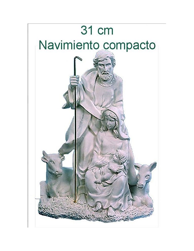Nacimiento Navidad compacto 31 cm H2046 en resina blanca con 5 figuras para pintar