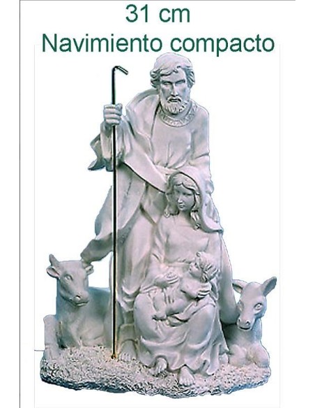 Nacimiento Navidad compacto 31 cm H2046 en resina blanca con 5 figuras para pintar