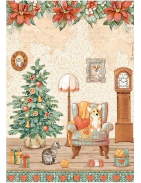 Papel arroz A4 Stamperia Sweet Room DFSA4807 perfecto para decoración navideña cálida Papel arroz A4 Stamperia Sweet Room DFSA4807 perfecto para decoración navideña cálida