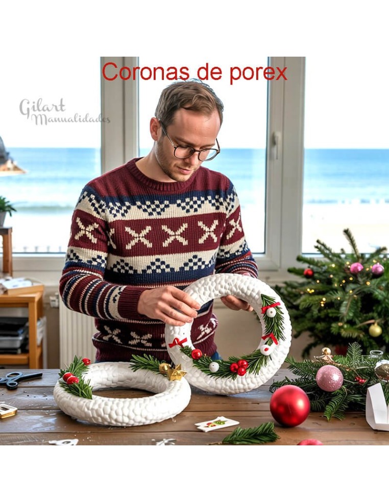 Coronas de poliestireno para manualidades, perfectas para decorar y crear adornos.