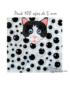 Ojos móviles redondos 5 mm, 100 Uds. para manualidades, ideales para muñecos y fieltro