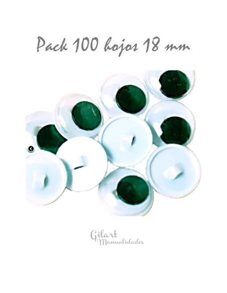 Ojos móviles redondos 18 mm bolsa 100 Uds. para dar expresión a manualidades Ojos móviles redondos 18 mm bolsa 100 Uds. para dar expresión a manualidades