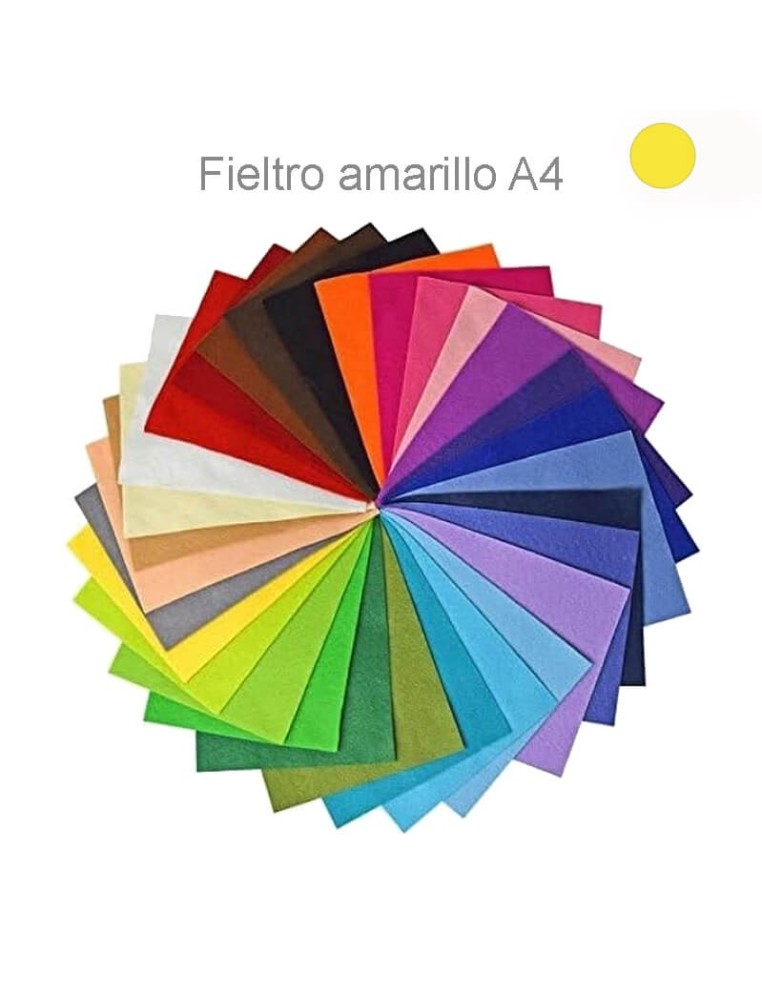 Fieltro de lana amarillo A4 210x297 mm, suave y resistente, ideal para crear decoraciones y figuras únicas.