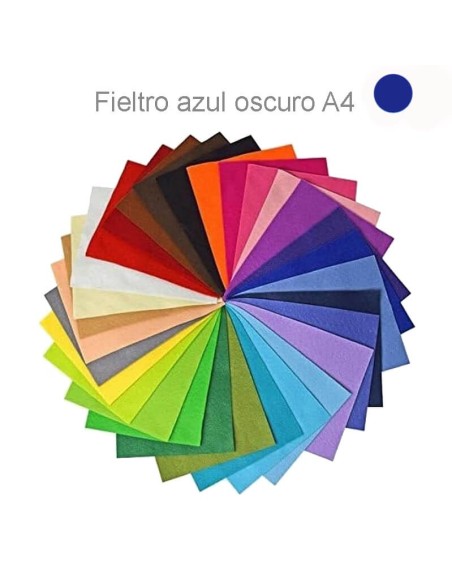 Fieltro de lana azul oscuro A4 210x297 mm, suave y resistente, ideal para crear decoraciones y figuras únicas.