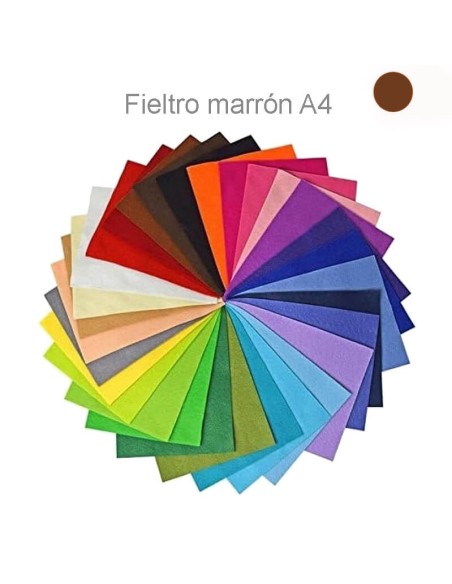 Fieltro de lana marrón A4 210x297 mm, suave y resistente, ideal para crear decoraciones y figuras únicas.