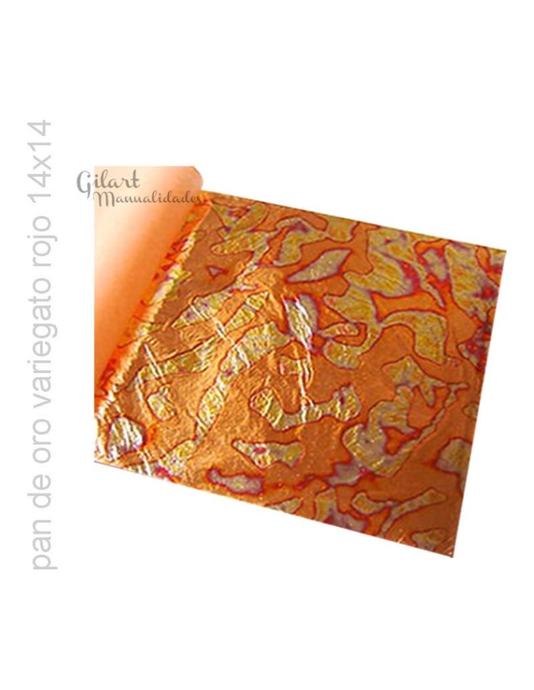Pan variegato rojo de oro 25 Hojas 14x14 cm para manualidades y decoración.