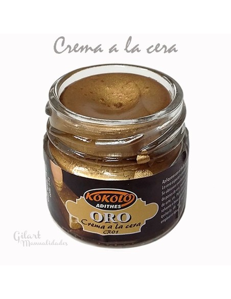 Cera en Crema Kokolo Oro 25 cc, ideal para dorar madera, yeso, metal.