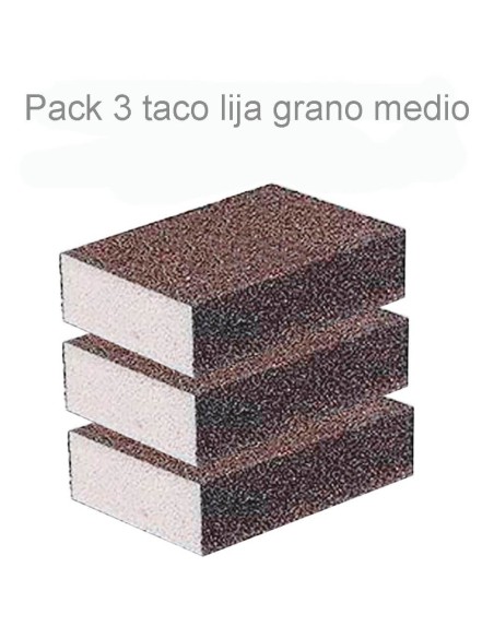 Pack 3 Tacos Lija Esponja Grano Medio para lijar madera, yeso, metal y más.