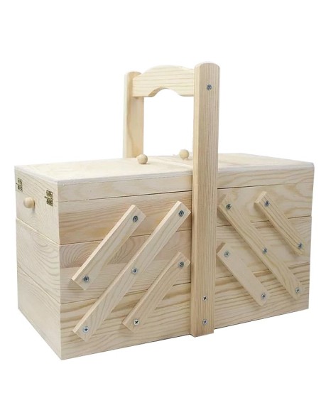Costurero Extensible madera natural 29x32x16 cm, tu aliado para costura y arte.