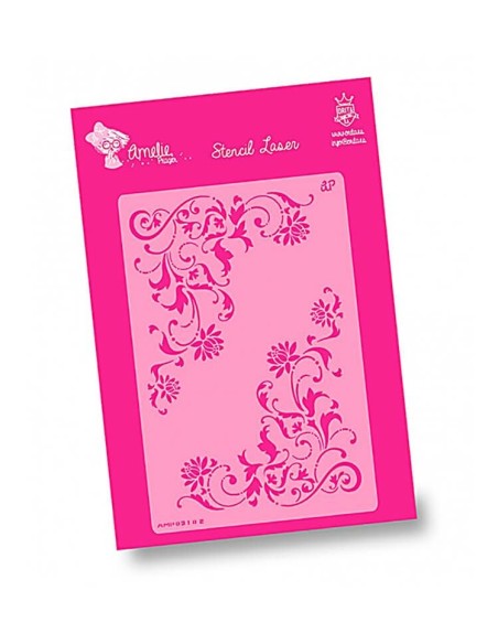 Plantilla Stencil Amelie Esquinero Flores 20x30 para decorar bordes y esquinas.