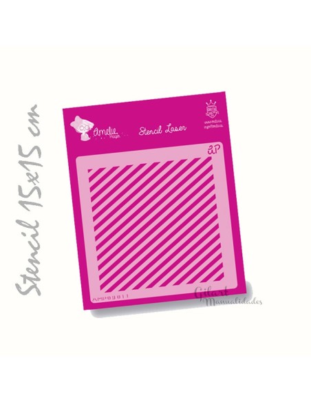 Plantilla Stencil Amelie Rayas Diagonales 15x15 cm para crear fondos y detalles. Plantilla Stencil Amelie Rayas Diagonales 15x15 cm para crear fondos y detalles.