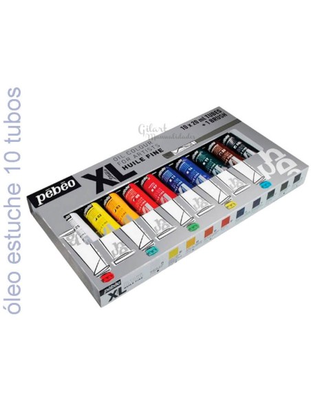 Kit Óleo Fino Studio XL Pebeo: 10 colores vibrantes y pincel para artistas creativos