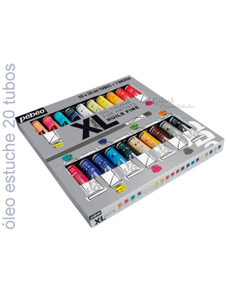 Kit Óleo Fino Studio XL Pebeo: 20 colores vibrantes y pincel para proyectos artísticos