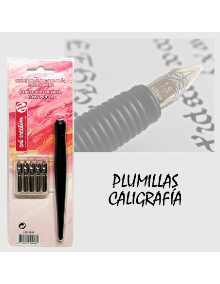 Detalle del set de caligrafía Talens Art Creation en uso, perfecto para trazos finos y escritura creativa.