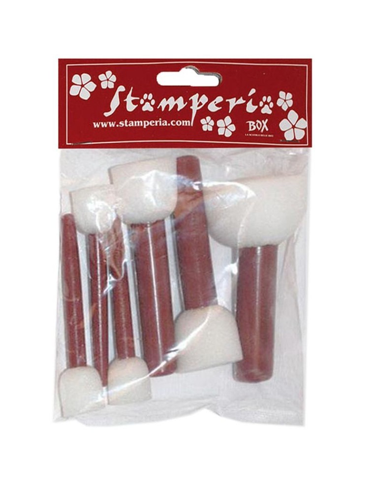 Set de 6 pinceles redondos de esponja para estarcido y manualidades.