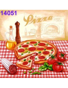 Diseños de pizza con salami. ¡20 servilletas para tus manualidades y celebraciones!