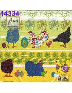 Alegres diseños de gallinas. ¡20 servilletas para tus manualidades!