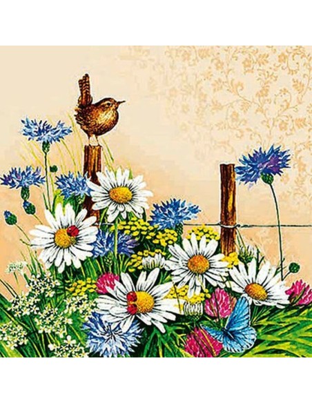 Alegres flores silvestres. ¡20 servilletas para tus manualidades y toque natural!