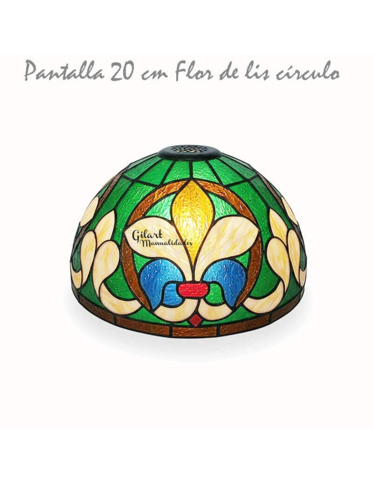 ¡Perfecta! Pantalla Tiffany Flor de Lis de 20 cm para tus compras de manualidades.