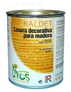 Lasura Decorativa Livos Kaldet Nogal 0.75 L para proteger madera de forma natural.