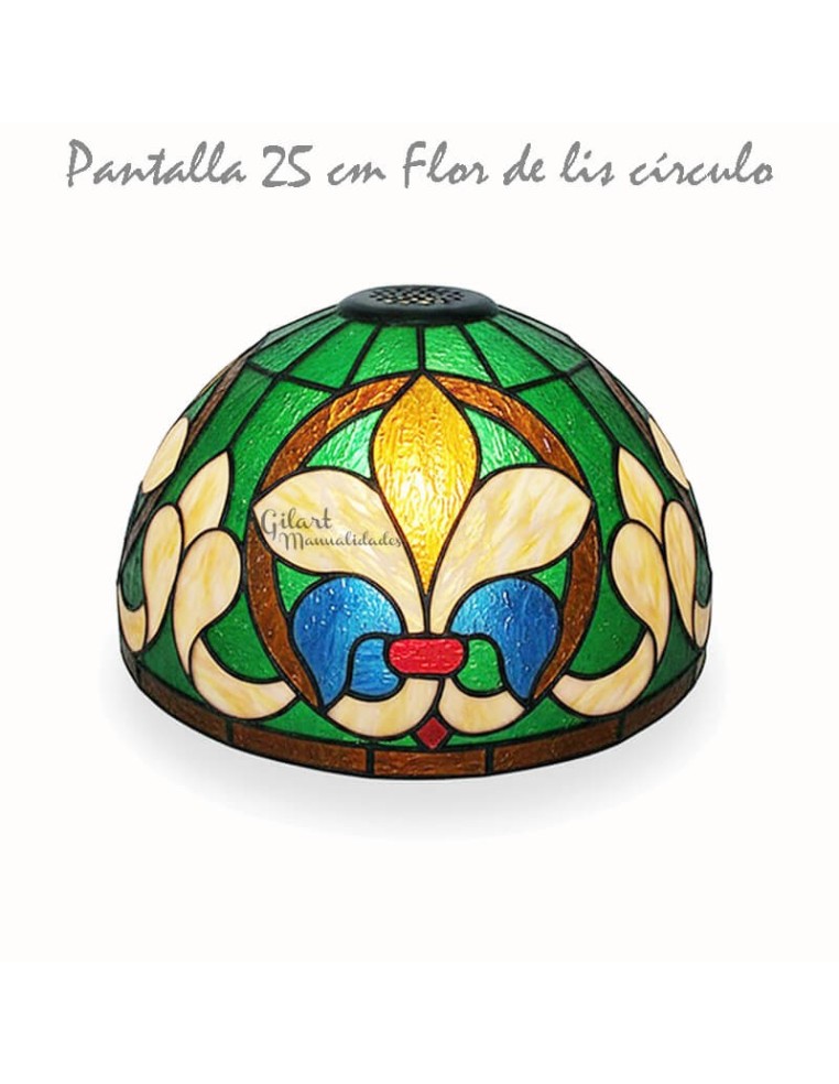 Crea tu propia lámpara Tiffany con la pantalla de metacrilato y diseño Flor de lis círculo 25 cm.