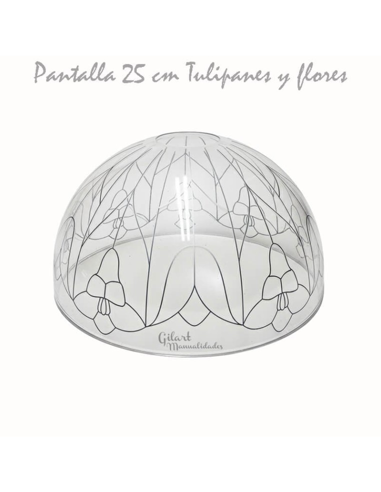 Manualidades: Pantalla Tiffany. DIY Metacrilato 25 cm - dibujo Tulipanes y flores