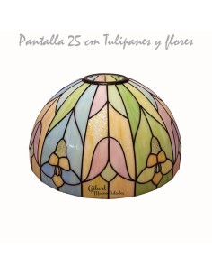 Crea tu propia lámpara Tiffany con la pantalla de metacrilato y diseño Tulipanes y flores 25 cm.