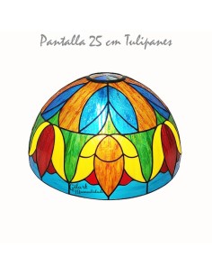 Crea tu propia lámpara Tiffany con la pantalla de metacrilato y diseño Tulipanes 25 cm.