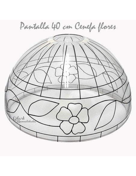 Manualidades: Pantalla Tiffany. DIY Metacrilato 40 cm - dibujo Cenefa flores
