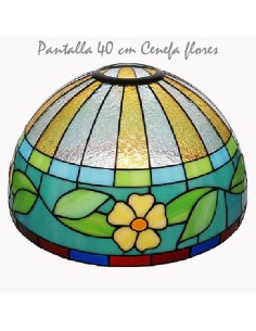 Crea tu propia lámpara Tiffany con la pantalla de metacrilato y diseño Cenefa flores 40 cm.